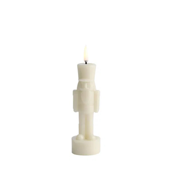 Bougie LED, Casse-Noisette, Gris huître, Lisse, 6 x 16,5 cm, Uyuni