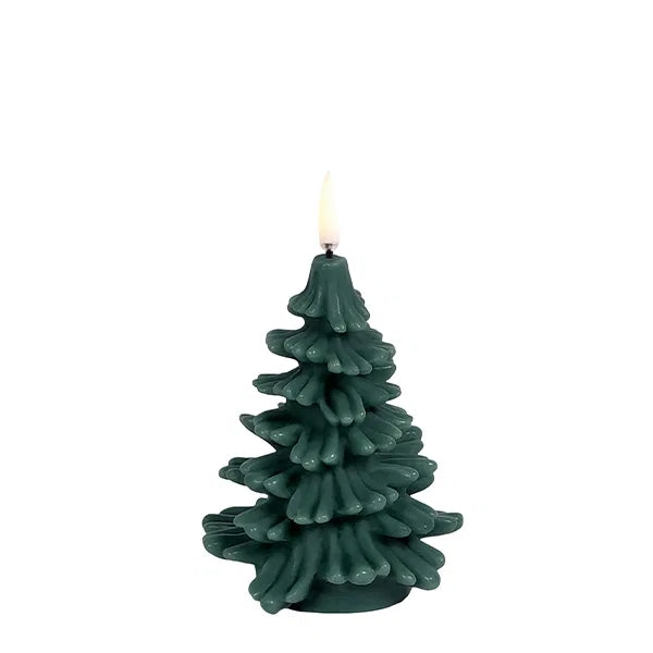 Bougie LED Sapin de Noël, vert pin, 9 x 12 cm, Uyuni