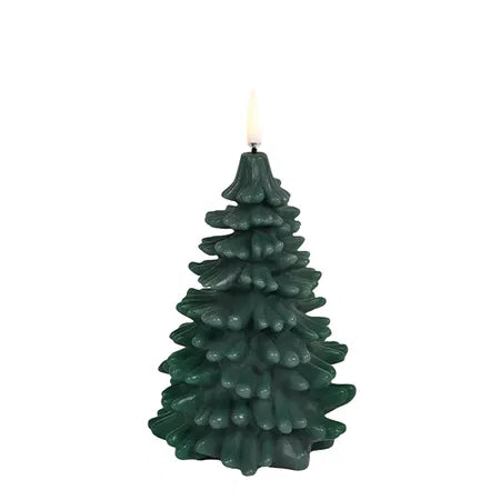 Bougie LED sapin de Noël, vert pin, lisse, 10 x 15 cm, Uyuni