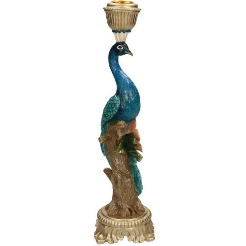 Bougeoir - Paon Multicolore - ↑ 29 cm