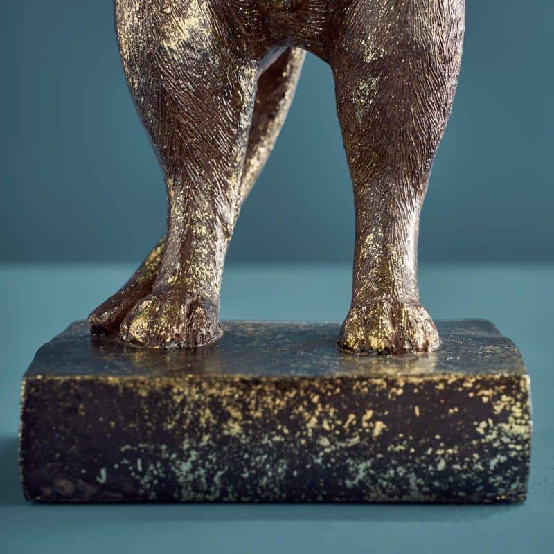 Porte-cartes Chien, Résine polyuréthane marron/or, 14 x 15 x 28 cm: Mehrfarbig (14)