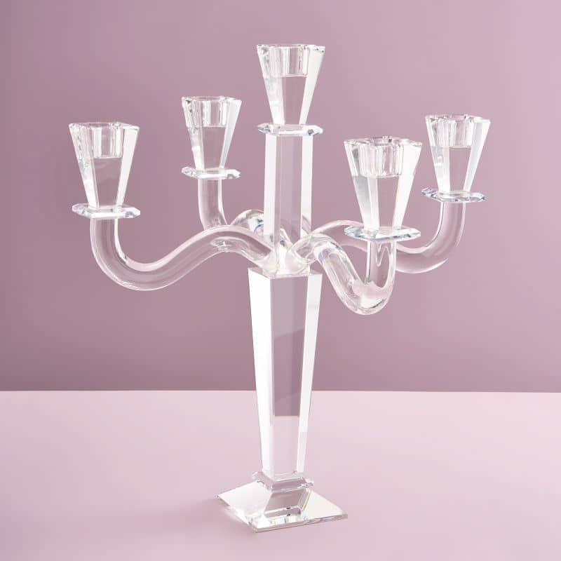 Chandelier en cristal à 5 branches, clair, verre, H.40 cm: Klar (12)