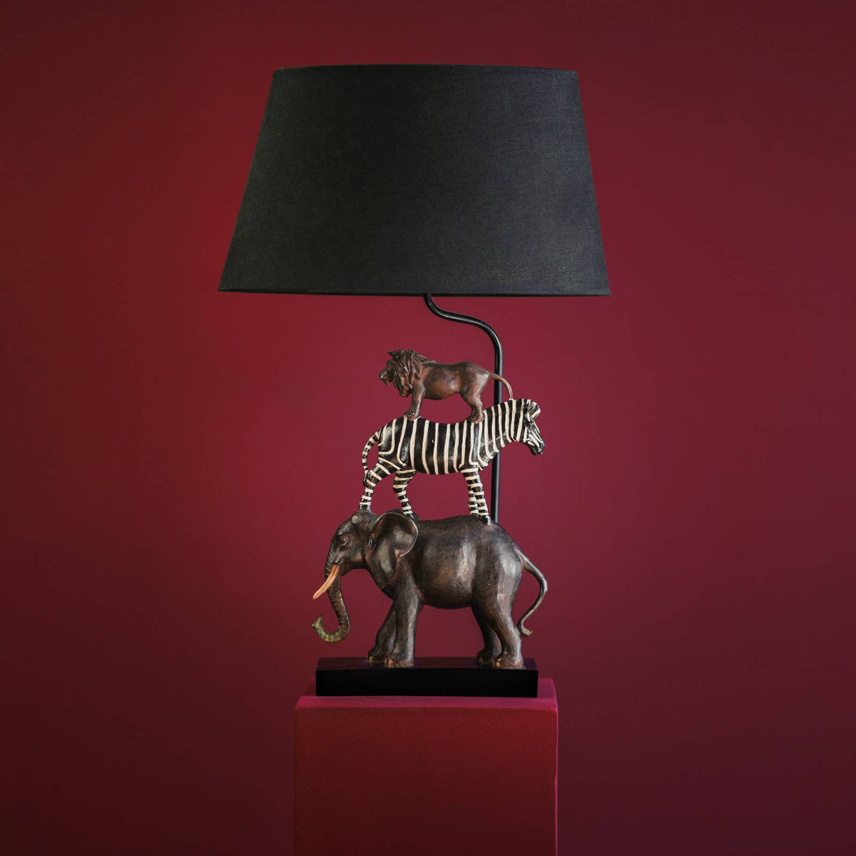 Lampe de table Safari Abat-jour Noir, Poly, H.70 cm: Schwarz (20)