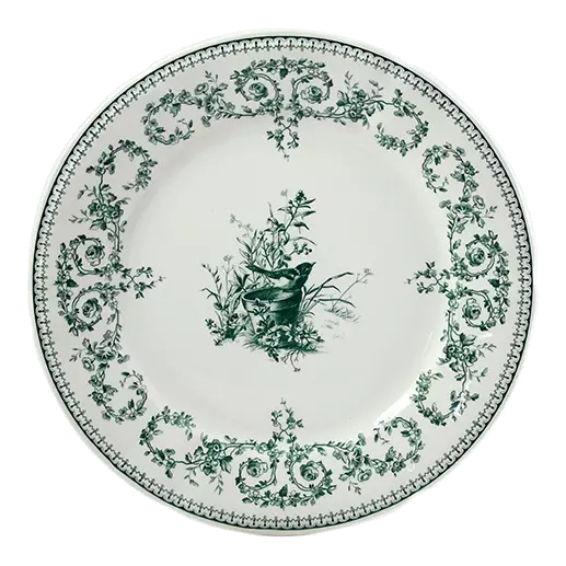Assiette Plate Extra les Oiseaux, les Dépareillées Vert, Gien