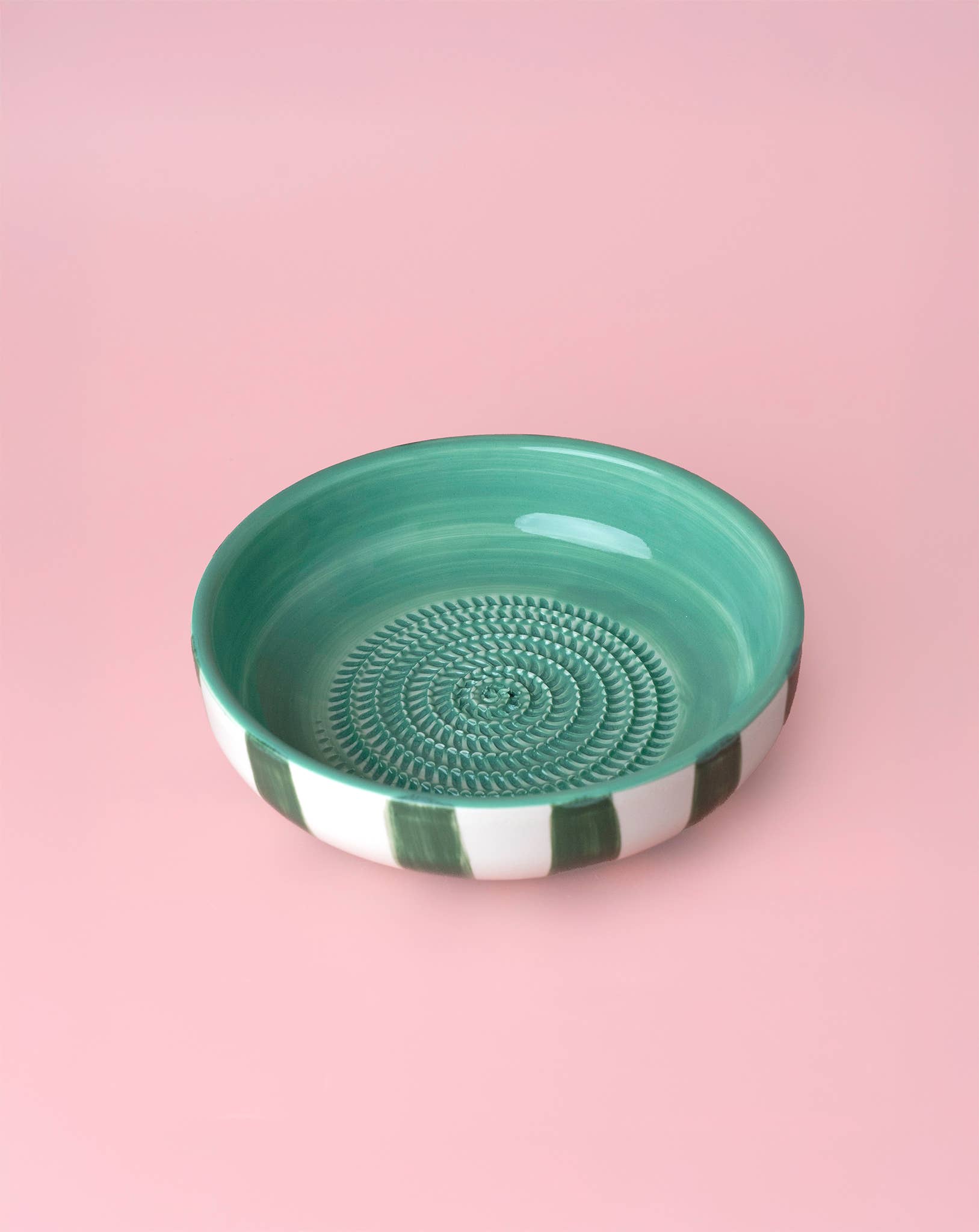 Râpe à ail - grande assiette en céramique vert jade: SIN PACKAGING