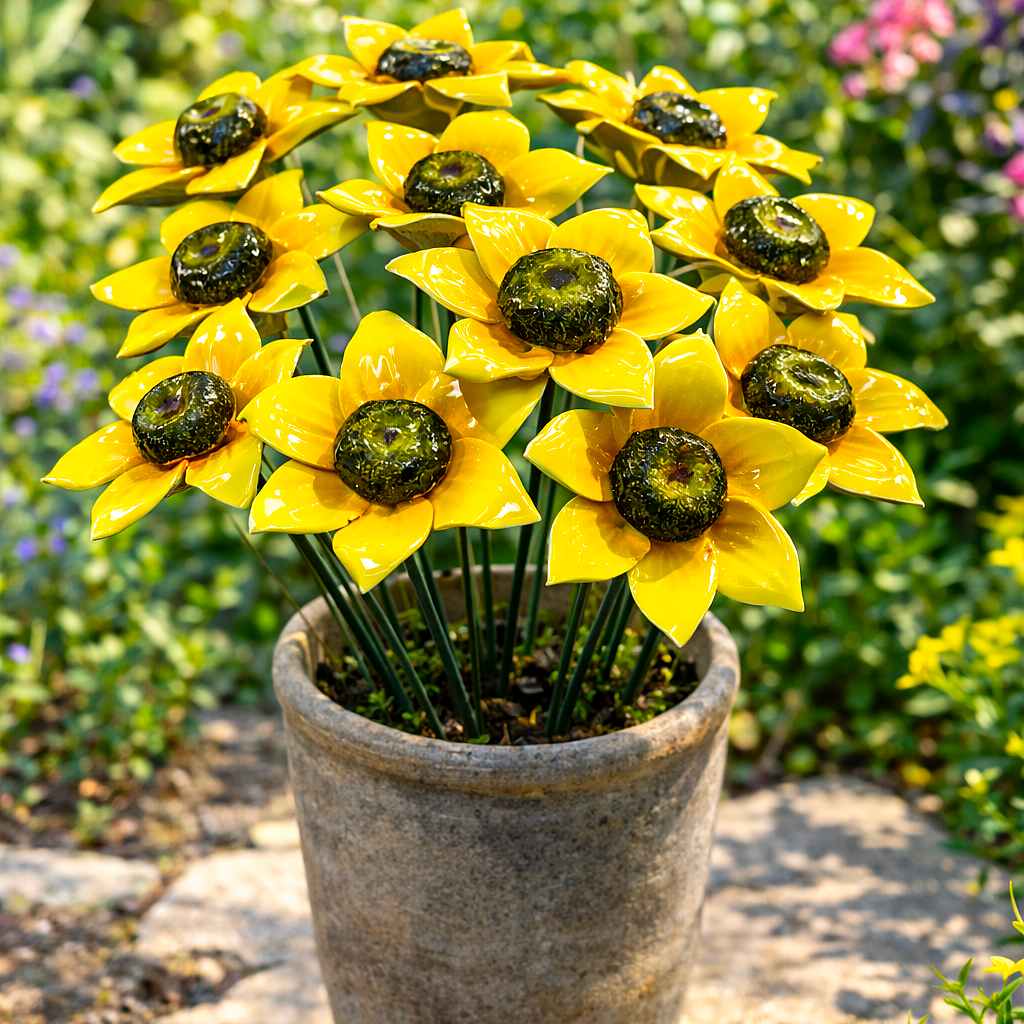 Tournesol Fleur italienne en céramique 6-7 cm – Capodimonte