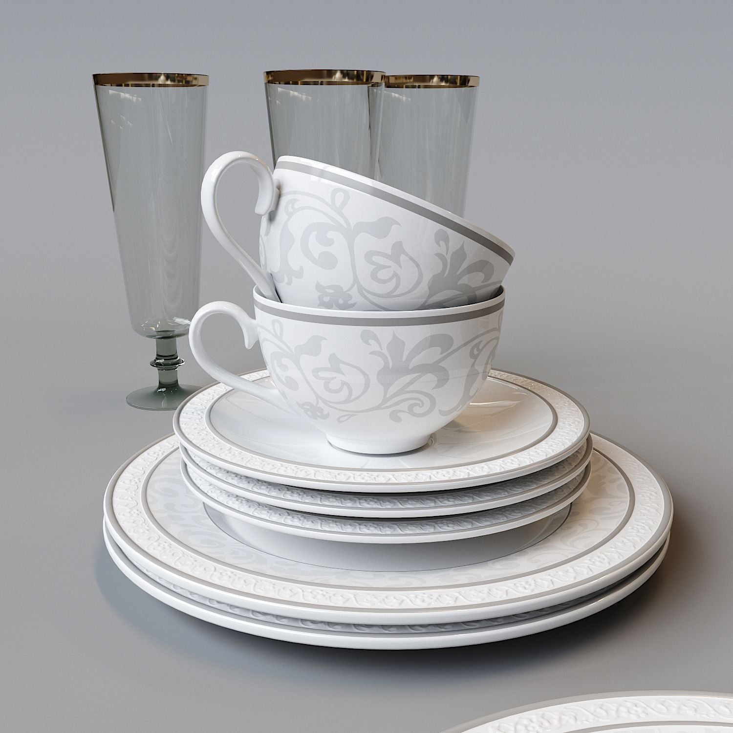 Lot 10 set Tasses Petit Déjeuner Gray Pearl, Villeroy & Boch