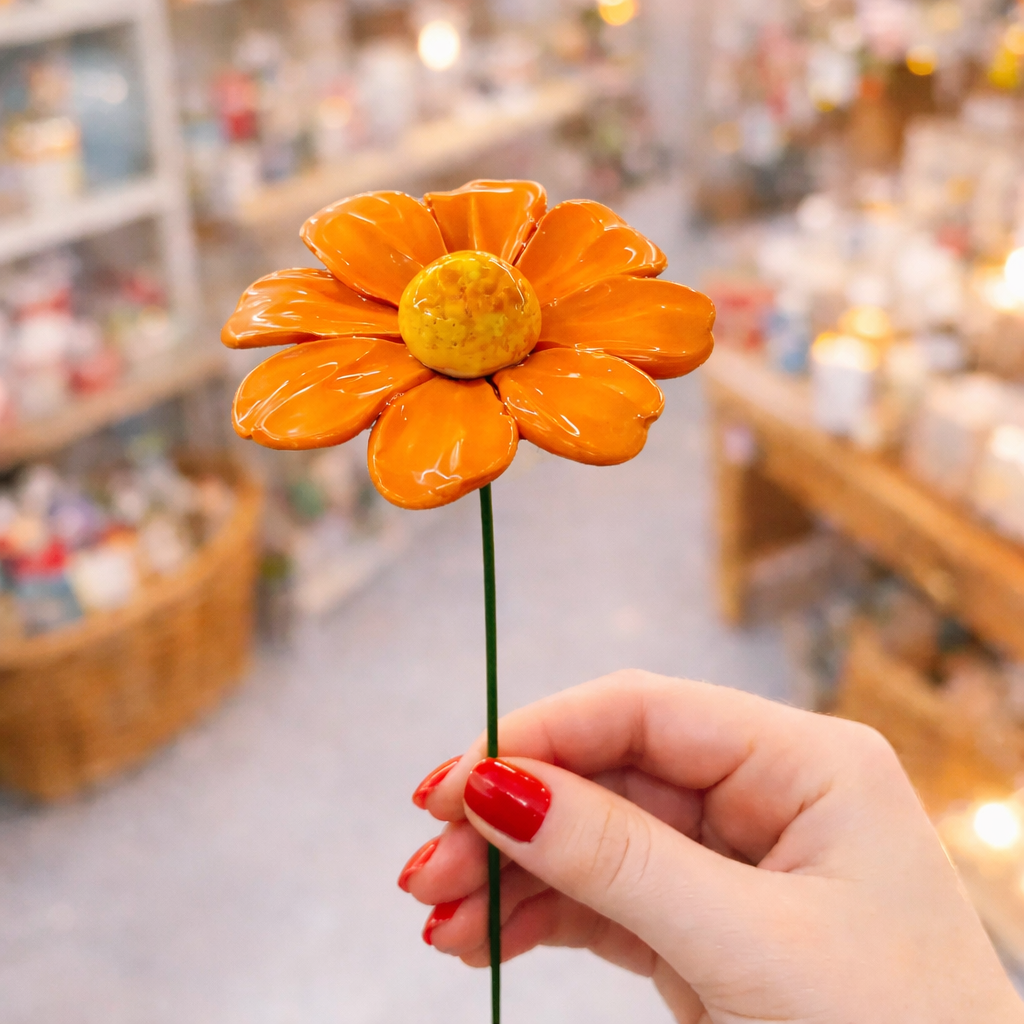 Marguerite Fleur italienne en céramique 6–7 cm – Capodimonte: Verde Chiaro