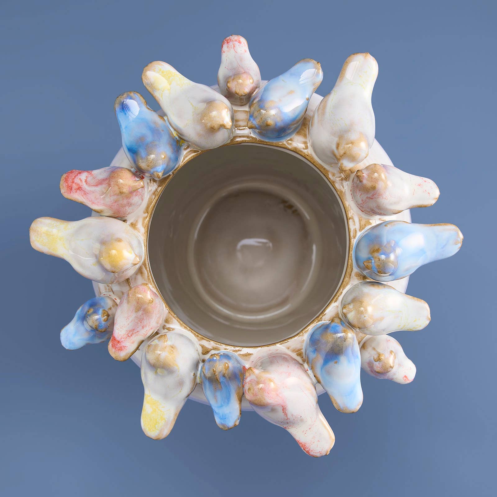 Vase M. Oiseaux Blanc, Grès 16,5 x 17 x 22,5 cm: Blanc (25)