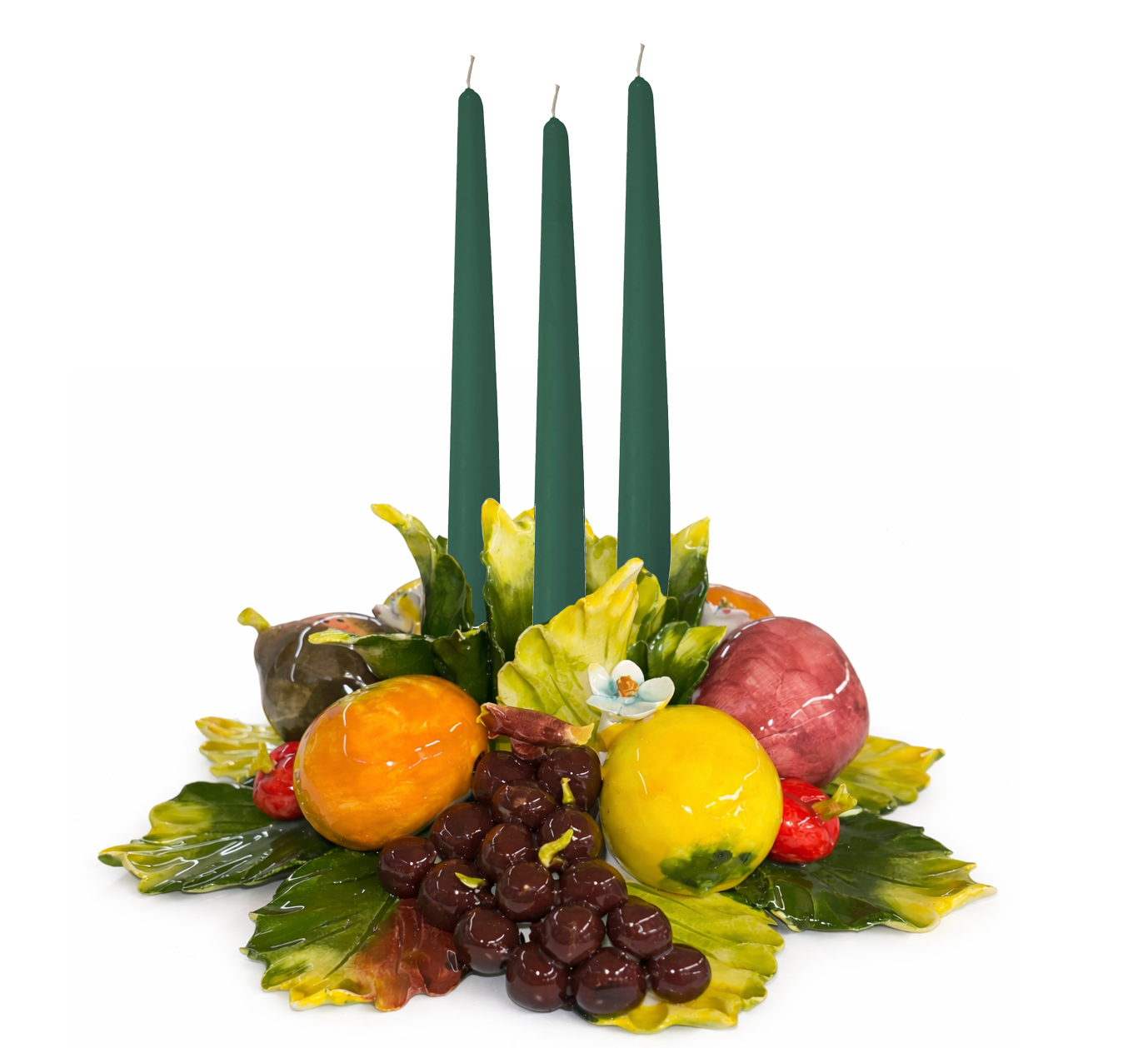 Bougeoir TRIS en céramique italienne aux fruits assortis 25 cm