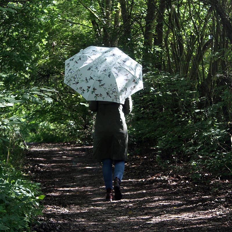 Parapluie pliable motifs oiseaux de jardin