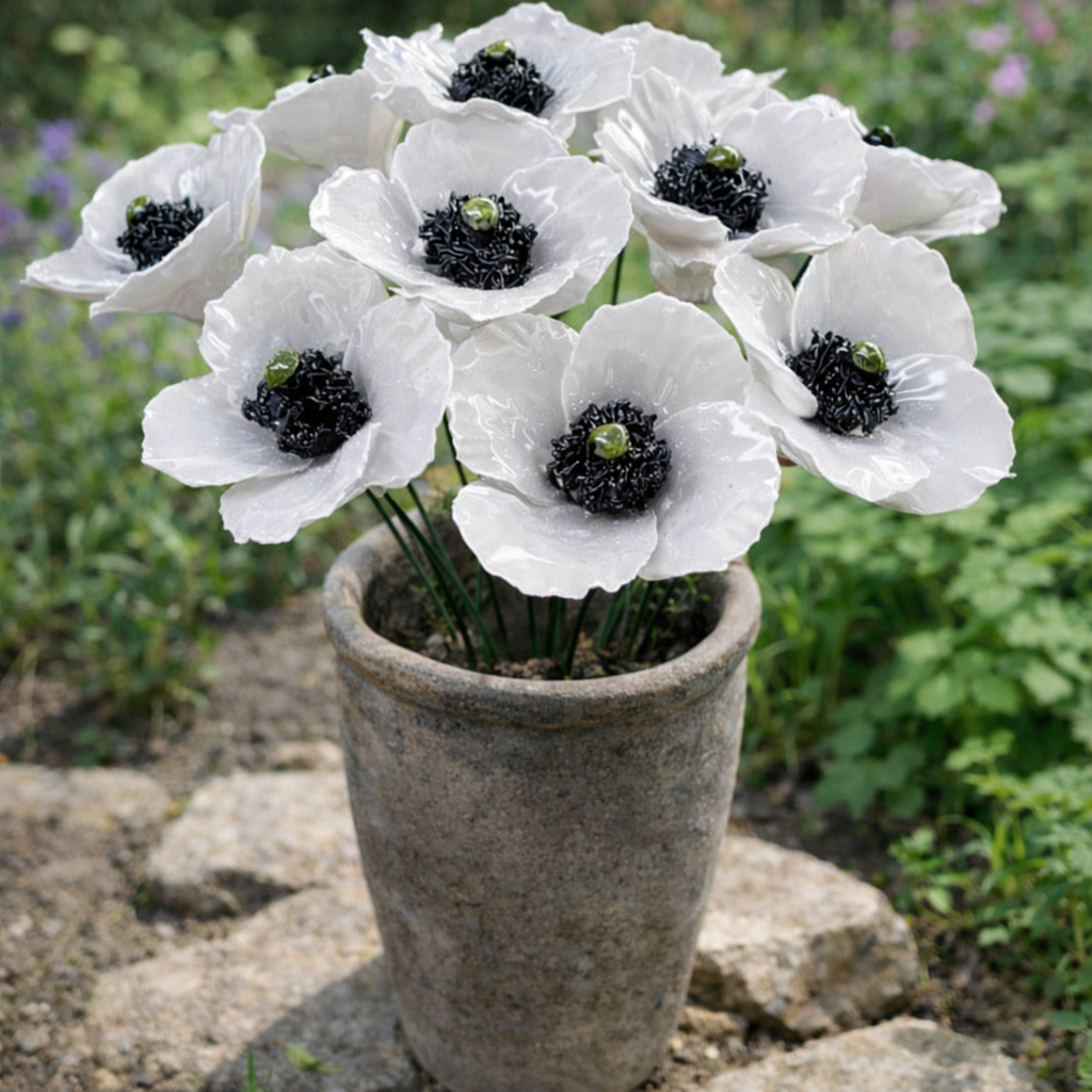 Coquelicot Fleur italienne en céramique 6-7 cm – Capodimonte: Giallo e Verde