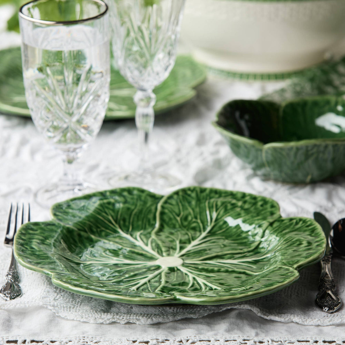 Assiette à dîner 3D feuille de chou Le Jardin, 28 cm