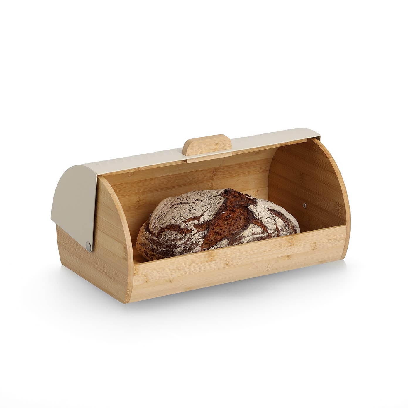 Boîte à pain, bambou/métal, crème FSC 100%