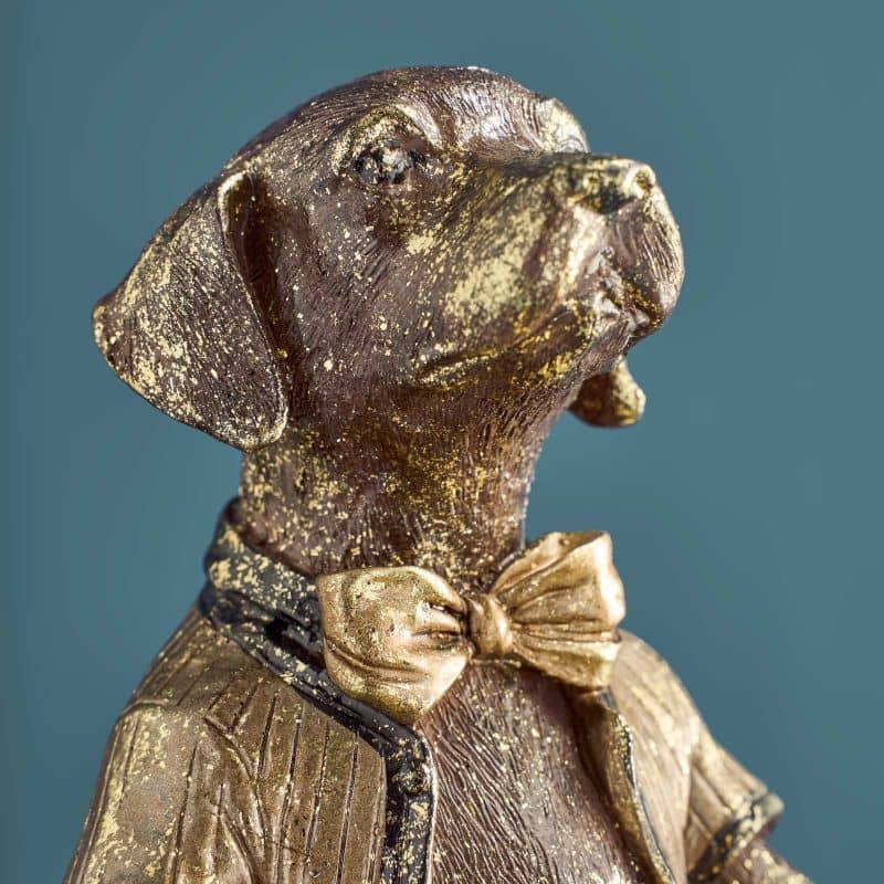 Porte-cartes Chien, Résine polyuréthane marron/or, 14 x 15 x 28 cm: Mehrfarbig (14)