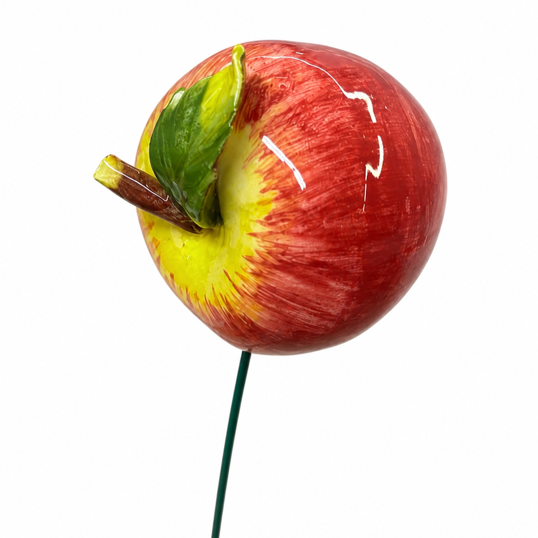 Pomme en céramique italienne, tige 6-7 cm – Décor fait main
