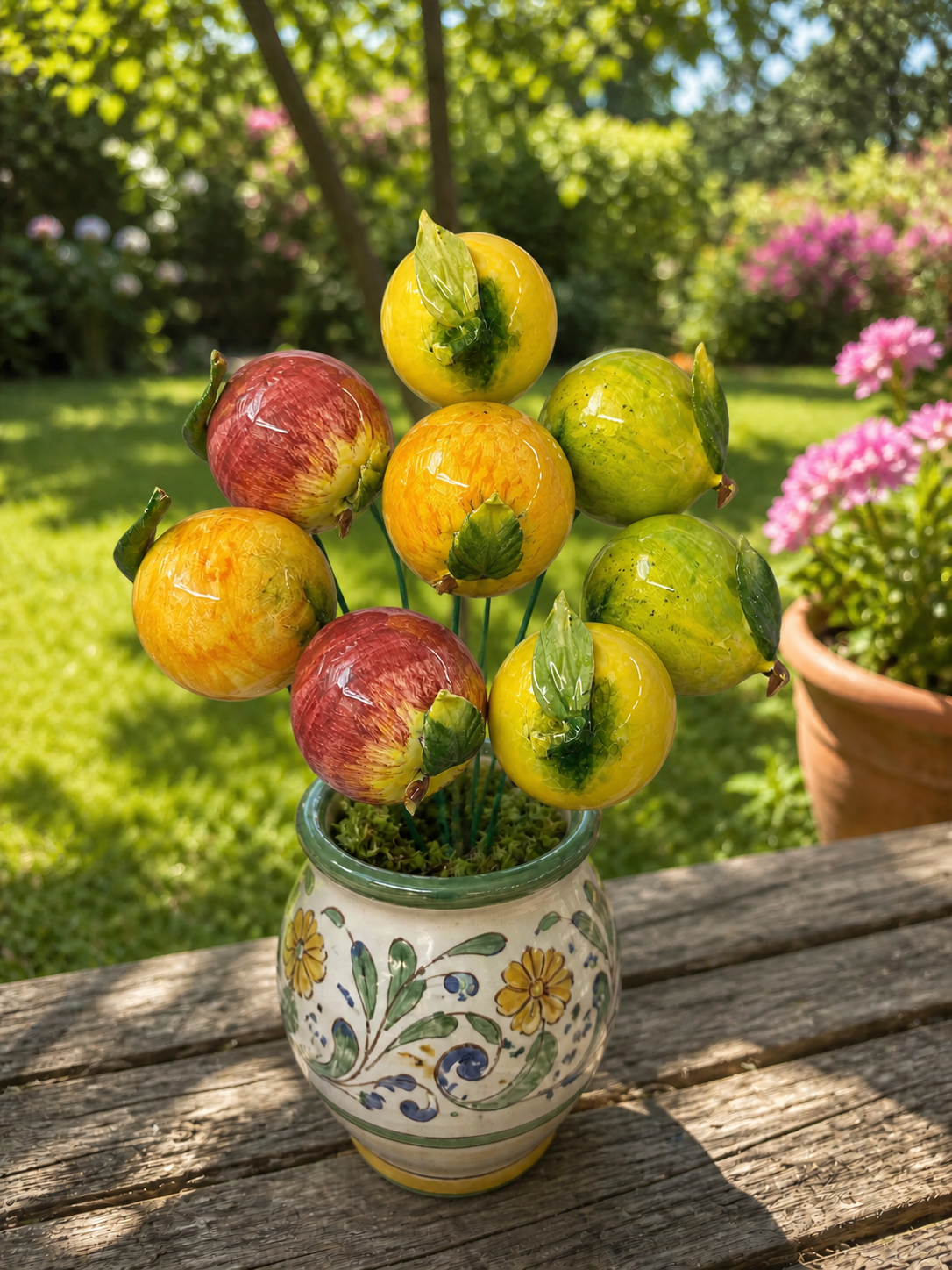 Orange en céramique italienne 6-7 cm – Décoration artisanale