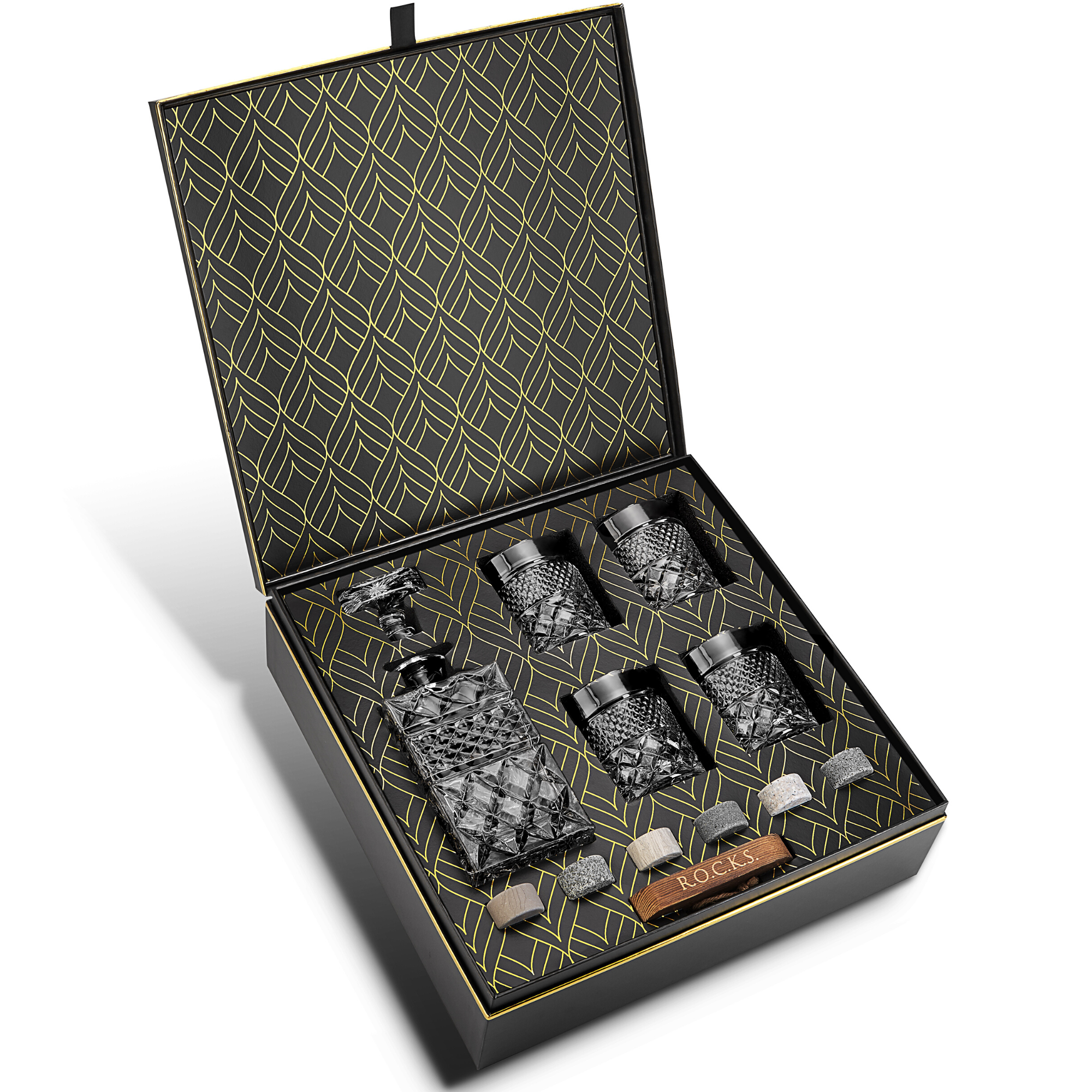 Coffret Cadeau Carafe à Whisky avec Verres et Pierres de Refroidissement