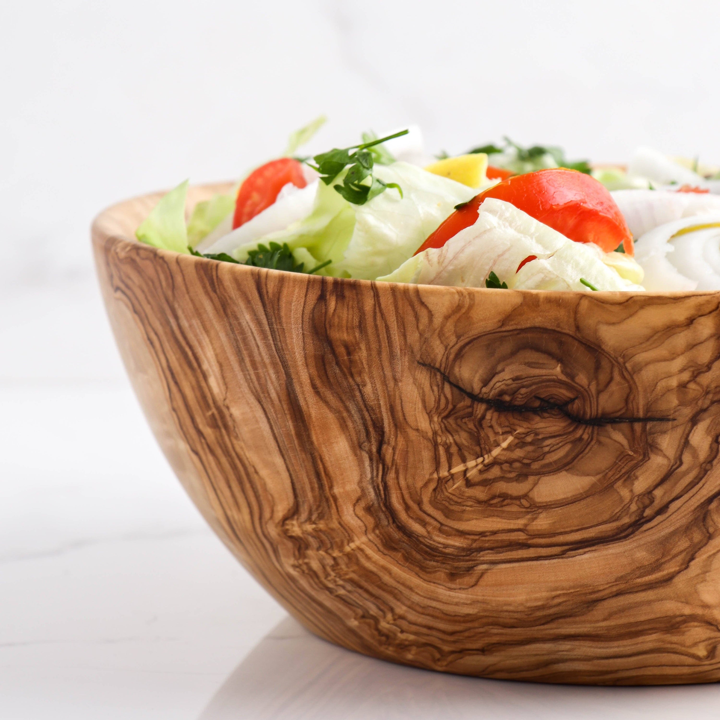 Grand saladier en bois d'olivier, fait main en Tunisie: 24 cm (9,4") (±3 %)