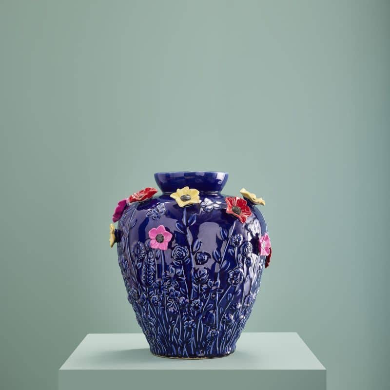 Vase Primavera Bleu, Grès 35 x 35 x 37 cm: Bleu (3)