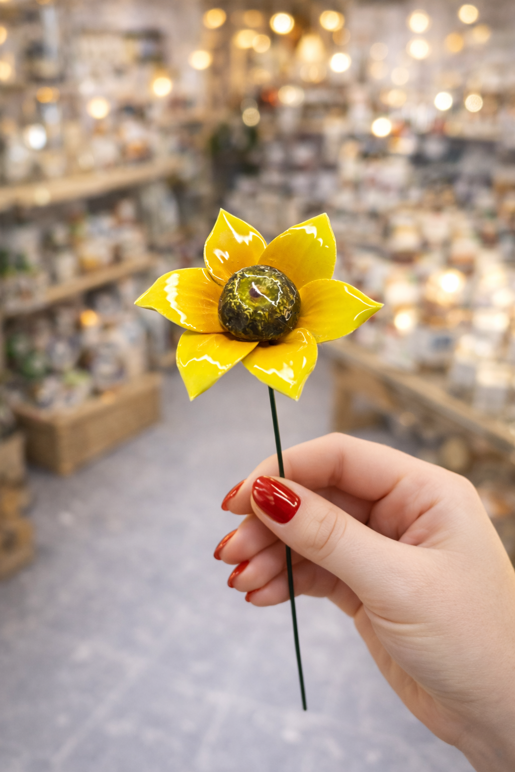 Tournesol Fleur italienne en céramique 6-7 cm – Capodimonte