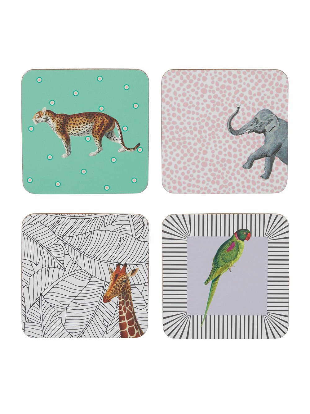 Set de 4 dessous de verre, Mixed Animals, Yvonne Ellen