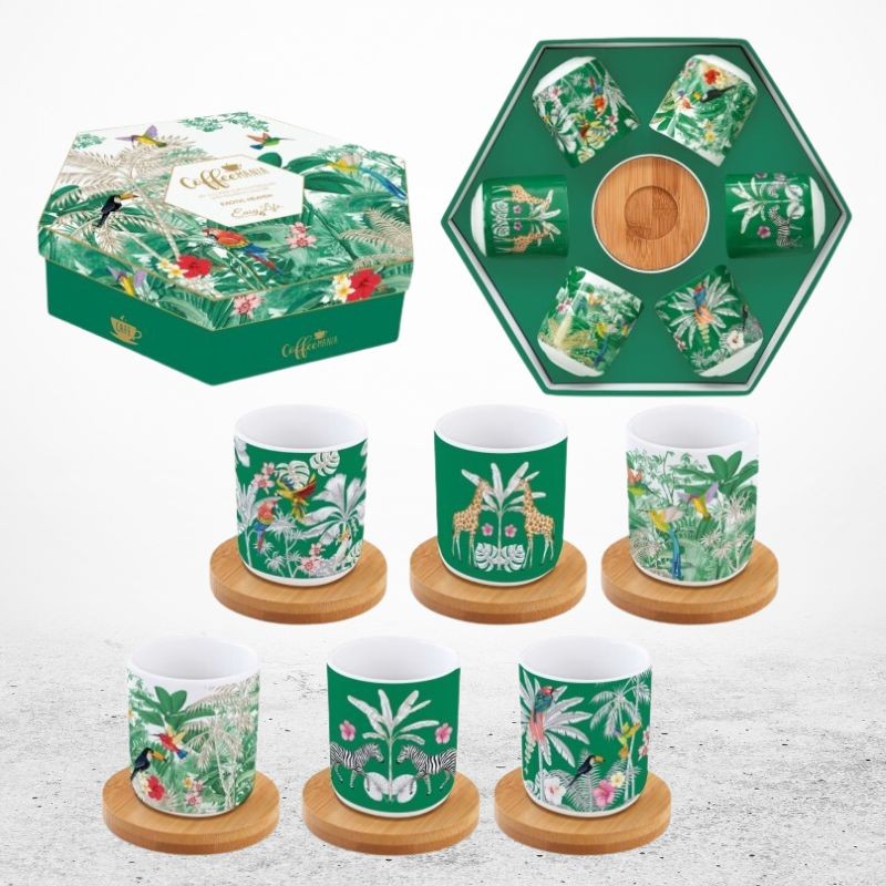 Coffret 6 tasses à café avec soucoupe, Exotic Heaven