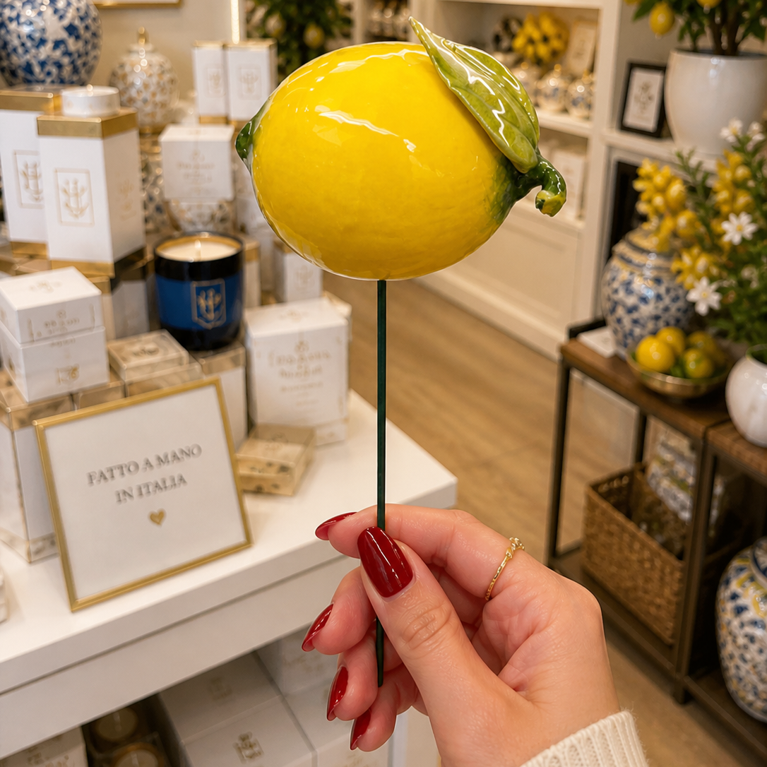 Citron en céramique italienne 6-7 cm – Décor fait main