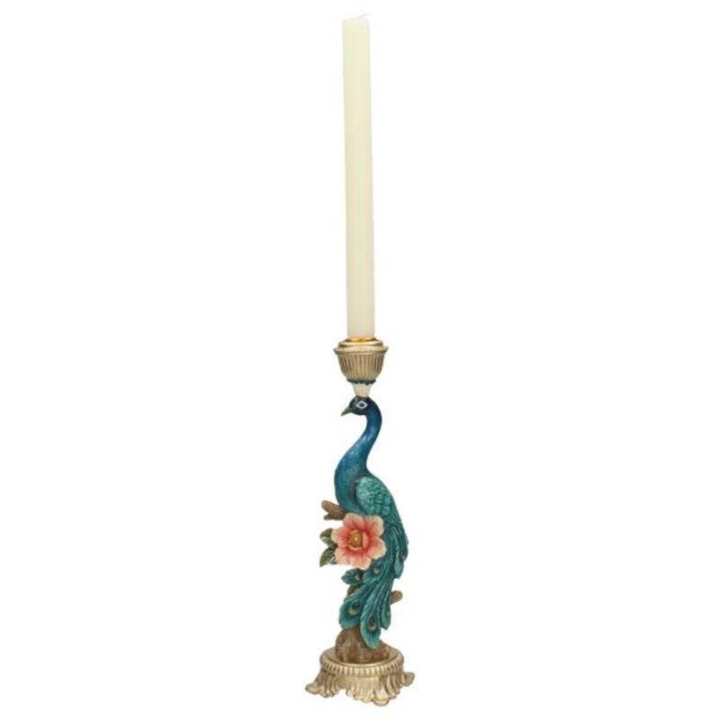 Bougeoir - Paon Multicolore - ↑ 29 cm