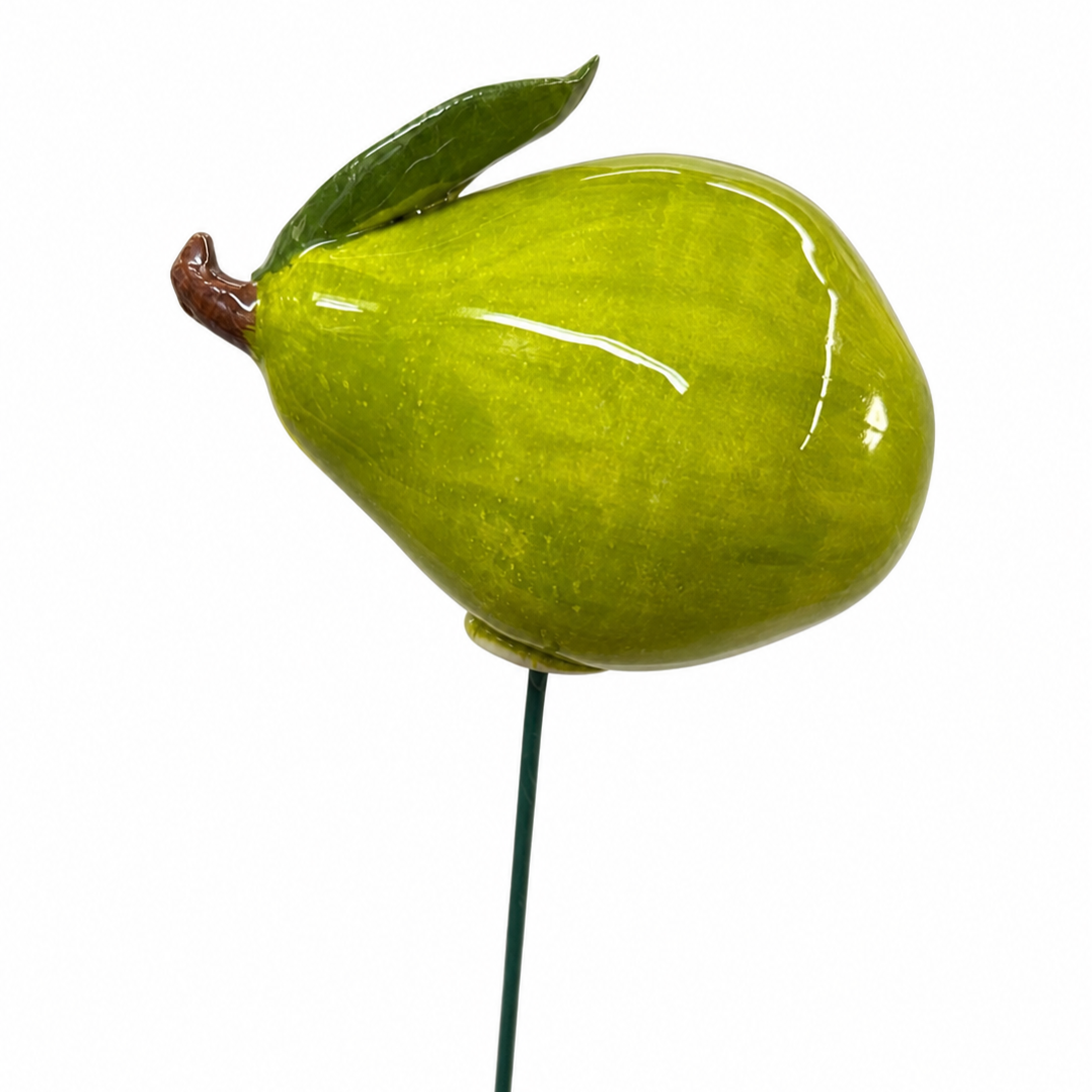 Poire en céramique italienne avec tige 6-7 cm – Décor fait main