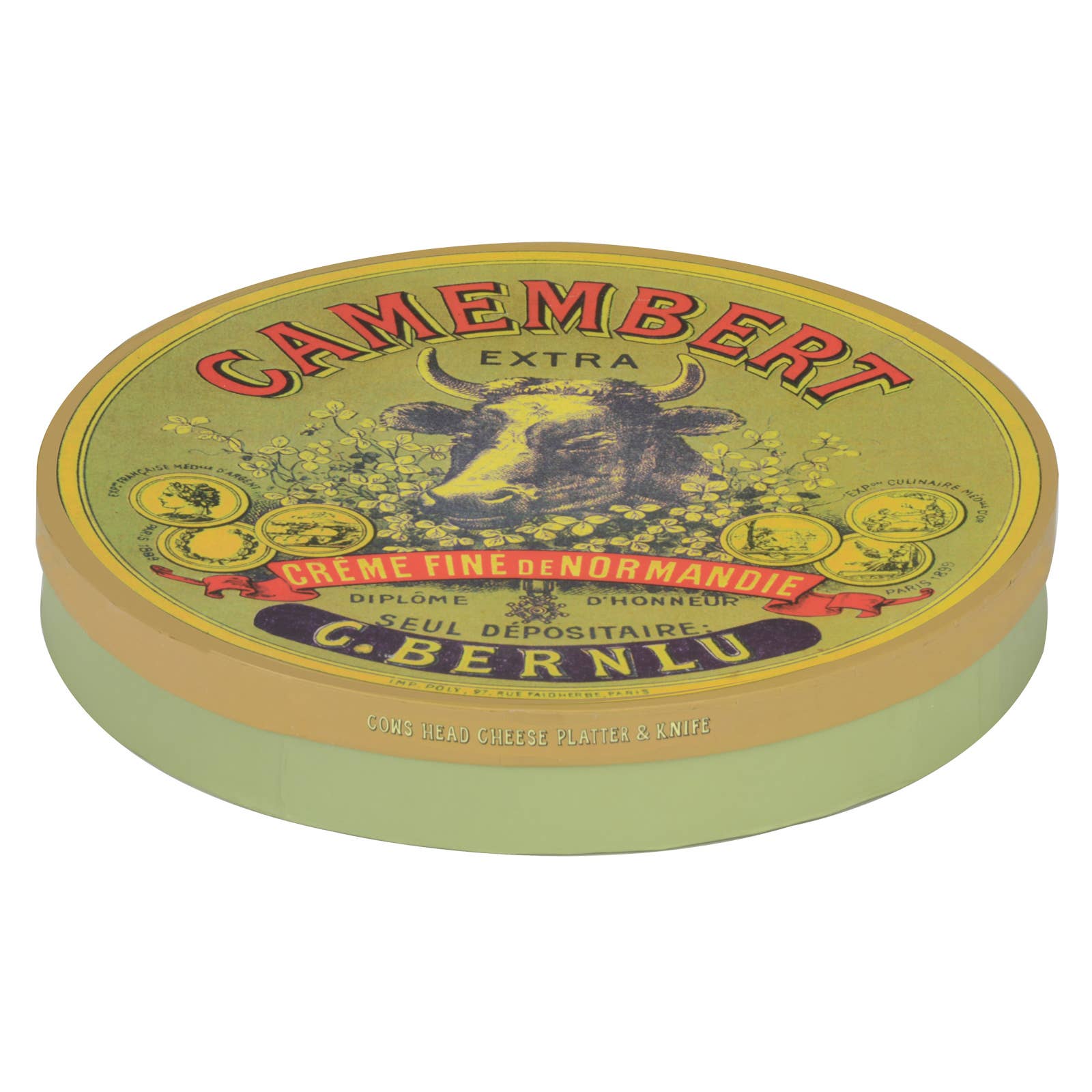 Plateau à fromage Camembert: Tête de vache - Vert
