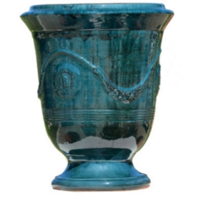 Vase d'Anduze 47x40cm, Email Bleu, Terre Figuière