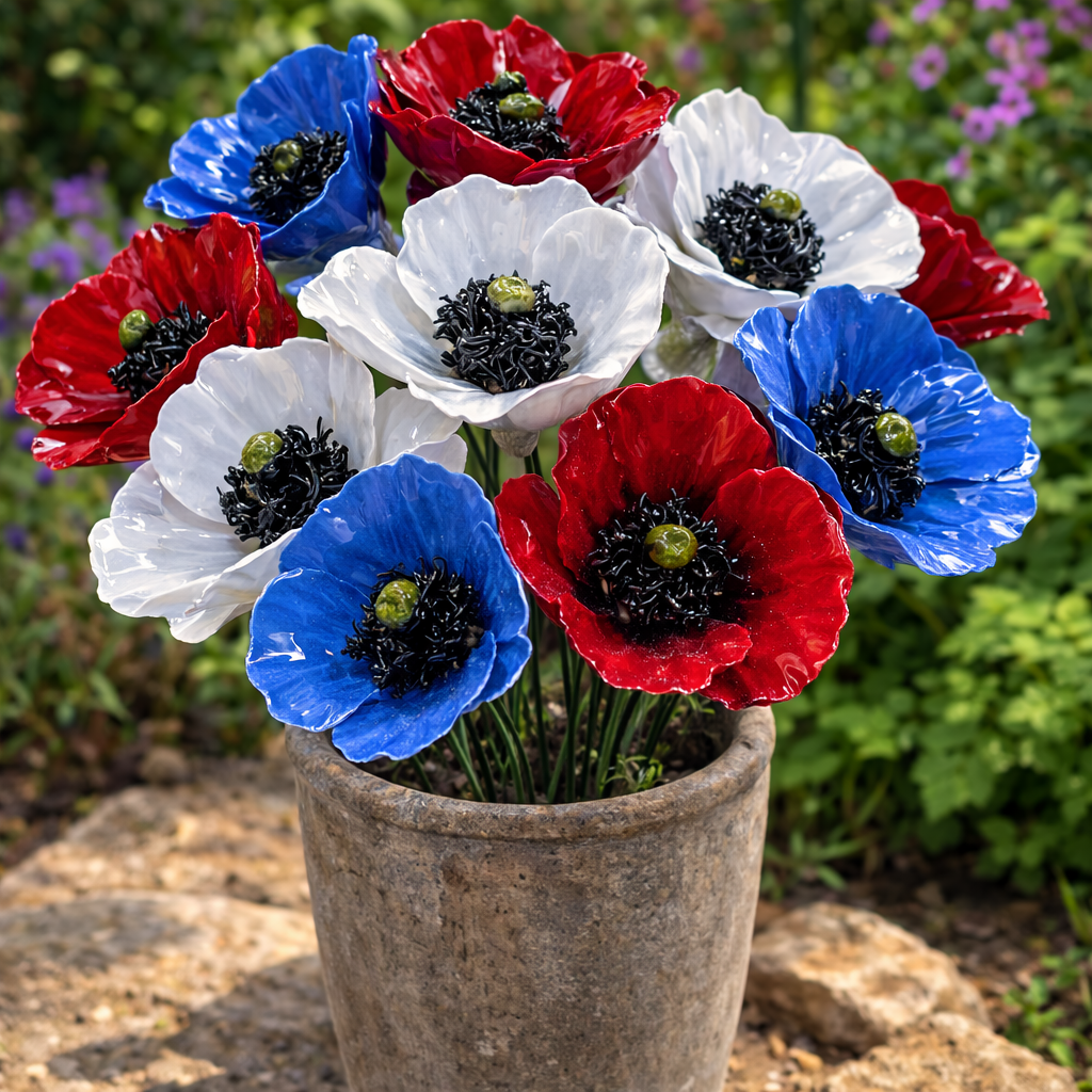 Coquelicot Fleur italienne en céramique 6-7 cm – Capodimonte: Macchie Rosse e Aran