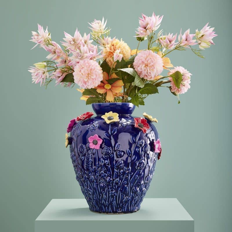Vase Primavera Bleu, Grès 35 x 35 x 37 cm: Bleu (3)