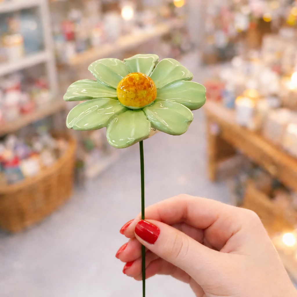 Marguerite Fleur italienne en céramique 6–7 cm – Capodimonte: Bianco