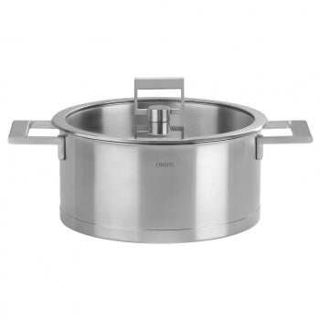 Faitout Inox 24cm avec couvercle en verre, Strate Fixe, CRISTEL