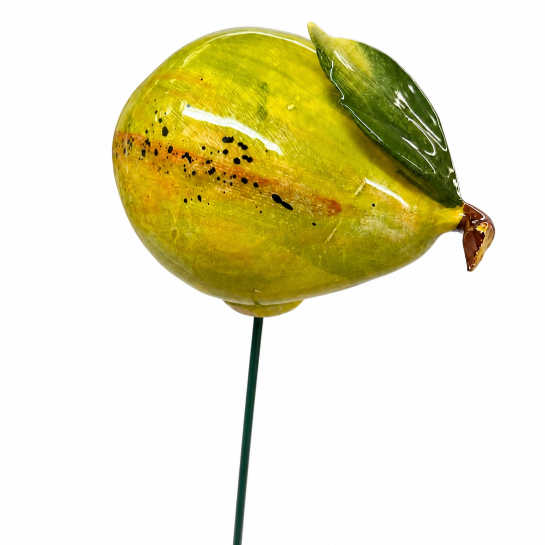 Poire en céramique italienne avec tige 6-7 cm – Décor fait main