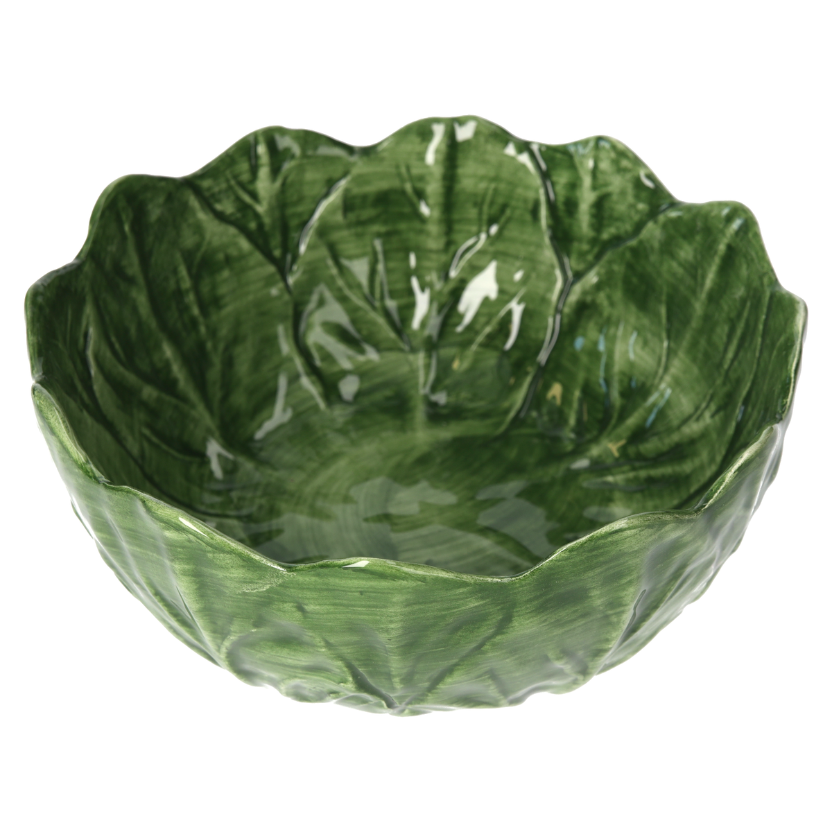 Feuille de chou vert en céramique, Ø 21 H 9 cm