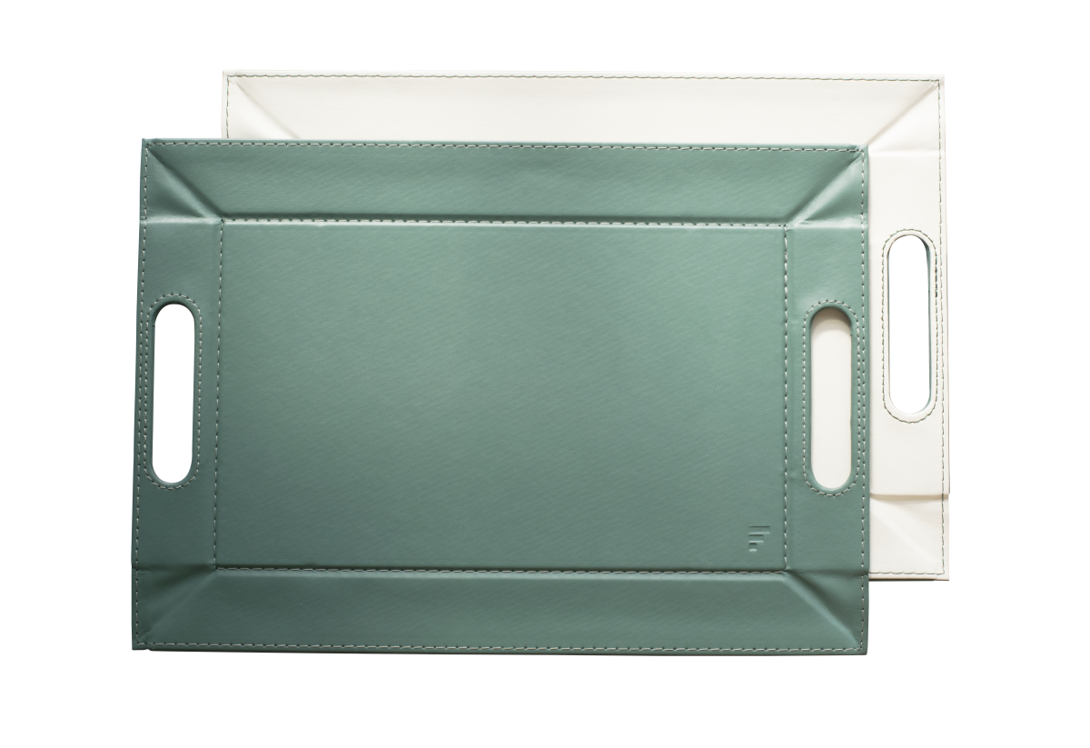 Plateau Réversible 45x35 cm Céladon/Blanc