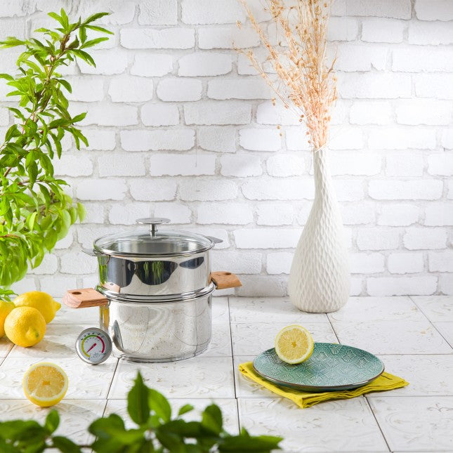Biome 24cm Cuisson Saine, Casteline Amovible Bois d'Olivier, Cristel