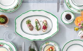 Lot 1 Plat ovale  1 Plat  Creux 4 Coupelles, French Garden Green Line, Villeroy & Boch