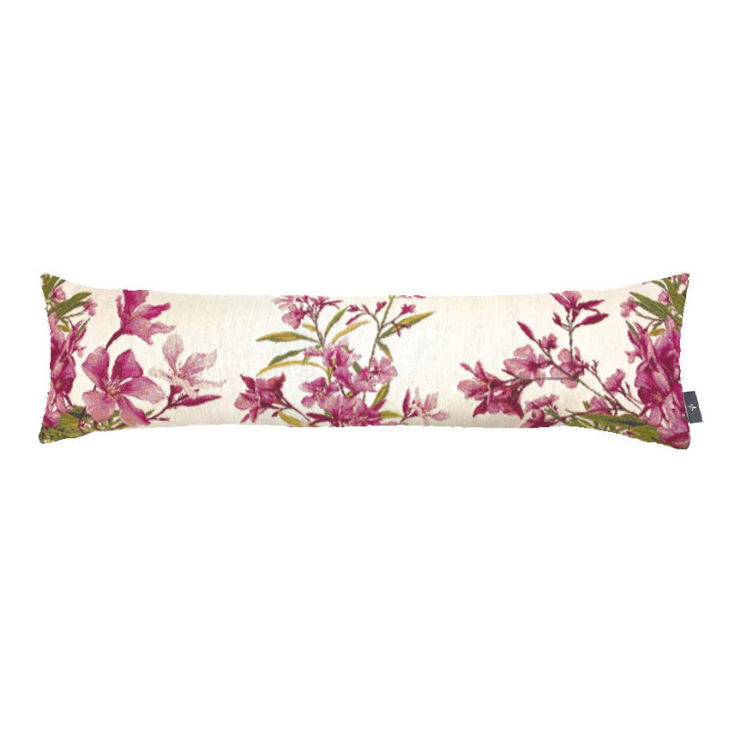 Long Cushion Cover 22x88cm, Oleander Flowers White Background, ART DE LYS