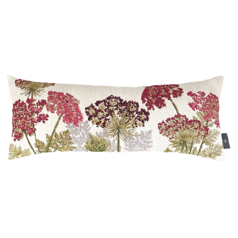 Long Cushion Cover 22x58cm, Pink Umbels White Background, ART DE LYS