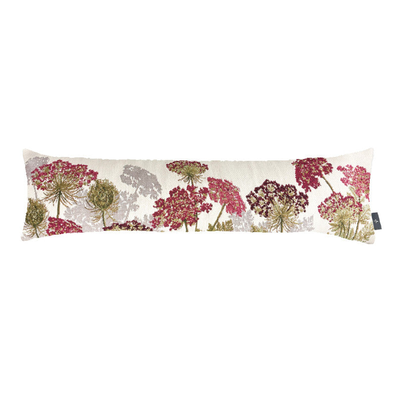 Housse de Coussin Long 22x88cm, Ombelles Rose Fond Blanc, ART DE LYS