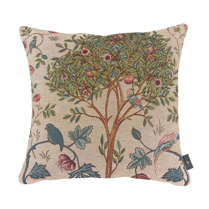 Housse de Coussin 48x48cm, Kelmscott Tree Fond Beige, ART DE LYS