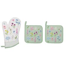Set gant de cuisine et 2 maniques, Floraison