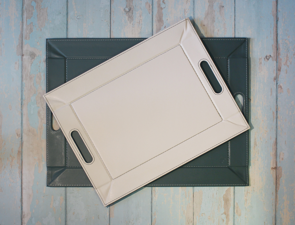 Plateau Réversible 45x35 cm Vert Olive/Ivoire, N2J