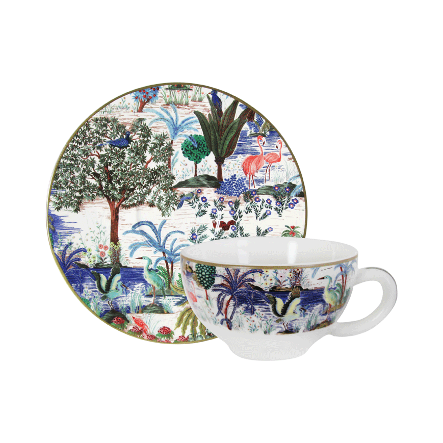 Tasse & Soucoupe Déjeuner 26 cl, Jardin du Palais, Gien