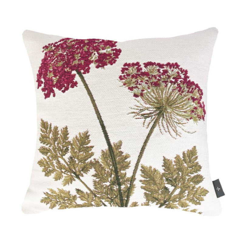 Housse de Coussin 48x48cm, Deux Ombelles Roses Fond Blanc, ART DE LYS