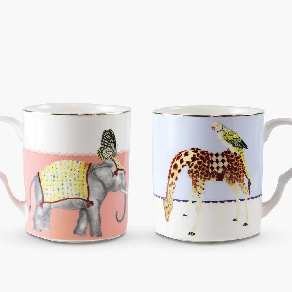 Set de 2 mugs, Éléphant et Girafe, Yvonne Ellen